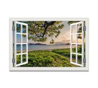 VHdfgTY La vista desde la ventana 8 Cuadro Lienzo Efecto Ventana Vista al Lago Paisaje Natural para Salón Dormitorio Decoración 70x105cm Sin marco