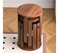 vhdurike Taburetes de bambú apilables 4 en 1, Redondos y sin Respaldo de 45 cm de Altura, sillas Modernas apilables, Taburete de Madera para Sala de Estar, Entrada y Comedor.