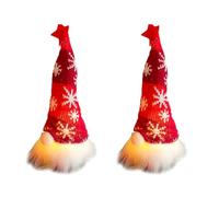 Vheolk 2X Muñeca Navideña de Gnomo con Luces, Muñeco Rudolph, Adornos Enanos Luminosos para El Hogar, Regalos de Año de Navidad, Rojo