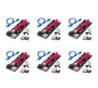 Vheolk 6X PCI-E Pcie Elevador 009 Express 1X Una 16X Extender PCI E USB Riser 009S Tarjeta Adaptadora Dual 6Pin 15Pin para