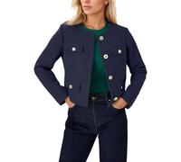 Vhersily 2025 Blazer de Tweed para Mujer Chaqueta Formal de Manga Larga con Botones Slim Cuello Redondo Chaqueta Ligera Elegante Tendencia Business Moda Monopecho, Color Sólido, para Otoño e Invierno