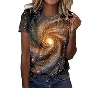 Vhersily 2025 - Camiseta de mujer con galaxia 3D, estampado del universo espacial, diseño de estrella galaxia, verde caqui, XL