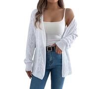 Vhersily 2025 Cárdigan de mujer con capucha abierta en la parte delantera Suéter de punto trenzado liso Abrigos largos gruesos, para otoño e invierno, versátiles para look, fácil de limpiar, Color