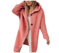 Vhersily 2025 Cárdigan de mujer de gran tamaño de punto con bolsillo de manga larga abierto en la parte delantera de color liso, para otoño e invierno, cómodo y versátil para look, fácil de limpiar, B