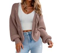 Vhersily 2025 Cárdigan Suéteres con Botones Suéter Elegante Mujer Antiarrugas Camisetas de Cachemira Cardigan para Mujeres de Tela de Lino, para entretiempo, Outerwear, para Otoño e Invierno, café, XL