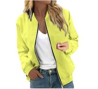 Vhersily 2025 - Chaqueta bomber para mujer, diseño floral, ligera, con cremallera y cierre de cremallera, delgada, manga larga, estilo callejero, para otoño e invierno, A Light Yellow, XL