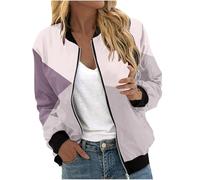 Vhersily 2025 - Chaqueta bomber para mujer, diseño floral, ligera, con cremallera y cierre de cremallera, delgada, manga larga, estilo callejero, para otoño e invierno, C Púrpura, XXL