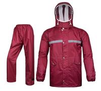Vhersily 2025 - Conjunto impermeable unisex con capucha para caminar, a la moda, antilluvia separada, para lluvia pesada, senderismo, ciclismo, otoño e invierno, cómodo, Vino, XXXL