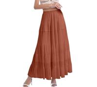 Vhersily 2025 Faldas de Halloween para mujer Maxi Faldas Boho Verano Cintura Elástica Doblada Línea de Falda Larga Hawaii, Victoriano, para el Renacimiento, Carnaval, Cómodas y Versátiles para Look