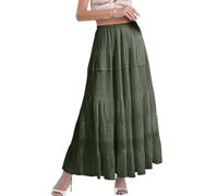 Vhersily 2025 Faldas de Halloween para mujer Maxi Faldas Boho Verano Cintura Elástica Doblada Línea de Falda Larga Hawaii, Victoriano, para el Renacimiento, Carnaval, Cómodas y Versátiles para Look