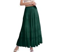Vhersily 2025 Faldas de Halloween para mujer Maxi Faldas Boho Verano Cintura Elástica Doblada Línea de Falda Larga Hawaii, Victoriano, para el Renacimiento, Carnaval, Cómodas y Versátiles para Look