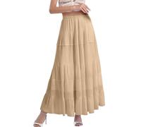 Vhersily 2025 Faldas de Halloween para mujer Maxi Faldas Boho Verano Cintura Elástica Doblada Línea de Falda Larga Hawaii, Victoriano, para el Renacimiento, Carnaval, Cómodas y Versátiles para Look
