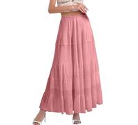 Vhersily 2025 Faldas de Halloween para mujer Maxi Faldas Boho Verano Cintura Elástica Doblada Línea de Falda Larga Hawaii, Victoriano, para el Renacimiento, Carnaval, Cómodas y Versátiles para Look