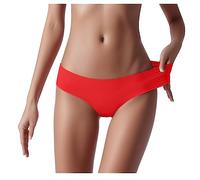 Vhersily 2025 ofertas - 3 braguitas bragas brasileñas invisibles bajas de color puro para mujer Bragas bikini básico de cintura media perizima brasileña invisibles por paquete, rojo A, S