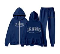 Vhersily 2025 Pantalones De Chándal Para MujerEd Elegante Patrón De Letras Con Cordón Dobladillo Con Cremallera Completa De Manga Larga Con Capucha Y Sudadera De Jogging Con Bolsillo 2 Piezas, Para