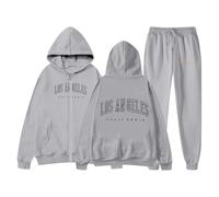 Vhersily 2025 Pantalones De Chándal Para MujerEd Elegante Patrón De Letras Con Cordón Dobladillo Con Cremallera Completa De Manga Larga Con Capucha Y Sudadera De Jogging Con Bolsillo 2 Piezas, Para