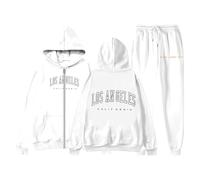 Vhersily 2025 Pantalones De Chándal Para MujerEd Elegante Patrón De Letras Con Cordón Dobladillo Con Cremallera Completa De Manga Larga Con Capucha Y Sudadera De Jogging Con Bolsillo 2 Piezas, Para