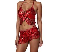 Vhersily 2025 Ropa de Danza del Vientre Mujer Disfraz Danzadora Vientre Oriental Sujetador Cinturón Belly Dance Outfits Disfraces Carnaval Halloween Vintage Moda Slim Fit Regalo Año Nuevo, De color