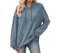 Vhersily 2025 Sudadera con Capucha Mujer Color Sólido Cordón Bolsillos Hombros Caídos Camiseta Manga Larga Clásica Hoodie Tiempo Libre Deporte Fitness Outdoor Basic Sportswear, para Otoño e Invierno