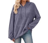 Vhersily 2025 Sudadera con Capucha Mujer Color Sólido Cordón Bolsillos Hombros Caídos Camiseta Manga Larga Clásica Hoodie Tiempo Libre Deporte Fitness Outdoor Basic Sportswear, para Otoño e Invierno