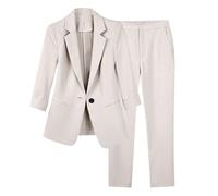 Vhersily 2025 Tailleur Mujer Elegante Completo Blazer Color Sólido Abrigo con Botones Pantalones Largos Cintura Alta Conjunto de 2 Piezas Conjuntos de Ceremonia para Otoño e Invierno, Negocios y Bodas