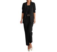 Vhersily 2025 Traje Tailleur para mujer, 3 piezas, Slim Fit, chaqueta de botón único, con falda o pantalón, de oficina completos para trabajo otoño invierno completo de ceremonia para noche