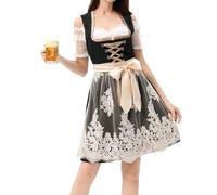 Vhersily 2025 Vestido de mujer bávara Oktoberfest conjunto de 3 piezas camisa y delantal manga corta bávara camarera vestidos de fiesta renacentista victoriano para renacimiento, Halloween, carnaval