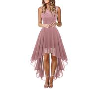 Vhersily 2025 Vestido de mujer elegante largo vintage vestido de noche Wrap cuello en V manga sin, formal, trabajo, oficina, princesa, cómodo y versátil para look, fácil de limpiar, pasarela, Rosa, S