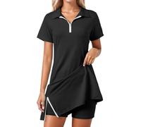 Vhersily 2025 Vestido de Tenis Mujer con Pantalones, Sin Mangas, Línea A para Deportes, Golf, Béisbol, Viajes y Paseos, Cómodo y Versátil para Look, Fácil de Limpiar, Ciclismo, Negro , XL