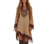 Vhersily 2025 Vestidos de los años 70 Mujer, Party Fashion - Disfraz indio, Hija del Cabo, Salvaje Oeste, de Carnaval, Cubretraje de Playa Sexy, Túnica de verano, Disfraces de baño, Romántico, café, L