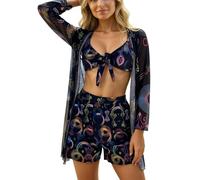 Vhersily 2026 Bikini Sexydonna Hot Donna 2 pezzi con copricostume top bikini e fondo a vita alta costume da bagno da spiaggia per vacanze in piscina estate beachwear curvy per allenenamento, surf