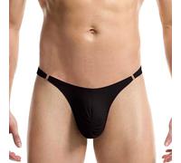 Vhersily 2026 Botón Doble Cara Passion U Cam Bragas Plisado Pouch Hombre Tanga Erótico T Pantalones Elástico Hipster Ropa Interior Sexy Gay Sissy Jockstrap Secado Rápido, B Negro, Talla única