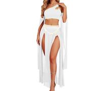 Vhersily 2026 Disfraz de Danza del Vientre Mujer Completo Top Corto Pantalones Falda Gasa Mangas Desmontables Danza Étnica para Oriental Disfraces Carnaval Fiesta Vibrante para Party Club, Color