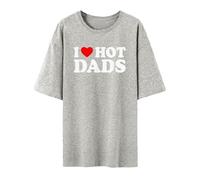 Vhersily 2026 I Lo VE Hot Dads Print Camiseta para hombre y mujer con cuello redondo, manga corta, slim suave moda Y2k para sala de estar, casa, regalo, boda, aniversario, novios, gris, L