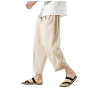 Vhersily 2026 Kirakuco Pantalones de Hombre Japoneses Ligeros Baggy Harem Pants de Algodón y Lino Anchos Pantalones de Verano Kimono Japonés Pantalones Transpirables Casual Primavera Verano Playa para