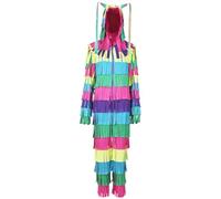 Vhersily 2026 Mono de una pieza para mujer para cosplay con flecos de colores y tocado de cuernos con diseño de contraste para impacto visual para desfiles festivos, regalo de Año Nuevo Navidad para