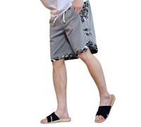 Vhersily 2026 Pantalones de hombre 3/4 kimono japonés pierna recta samurai playa transpirable pantalones tradicionales ligeros pantalones harem bohemio transpirable primavera verano para correr, gris