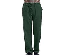 Vhersily 2026 Pantalones de lino para hombre Yoga elásticos en la cintura pantalones de verano largos sueltos de algodón liso con cremallera bolsillos laterales para baloncesto, correr, deportes
