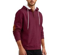 Vhersily 2026 Sudadera con Capucha para Hombre Jacquard Cómoda con Cordón Mangas Largas para Ocio Barco Yoga Crucero Lado Piscina Deportes Cubierta de Traje Cómodo Pasaje a cualquier lugar, rojo, L