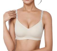 Vhersily 2026 Sujetador Sin Aros para Mujer Acolchado Sujetadores Push Up Cuello en V Bralette Ajustable Relleno Extraíble Seamless Básico Ajustable Tirantes Regalo de San Valentín, Color blanco., L
