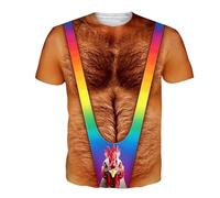 Vhersily 2026 T Shirt Divertida Hombre con Impresión 3D Músculos y Abdominales Camiseta Efecto Ilusión Óptica de Manga Corta para Chistes Adiós al Celibato Carnaval y Fiestas temáticas de verano