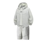 Vhersily 2026 Traje De Protección Solar De Manga Larga Con Pantalones Cortos Y Protector Solar Para Parejas Completas Primavera para Gimnasio y Baloncesto Entrenamiento Uso Diario, B Light Grey, M
