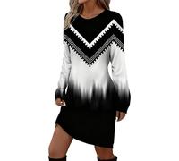 Vhersily 2026 Vestido de mujer de manga larga casual con contraste colorido estilo único para salidas diarias que oculta la carne y adelgaza el regalo de Año Nuevo Navidad para Cena, boda, blanco 2, L