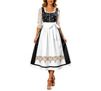 Vhersily 2026 - Vestido largo para mujer, estilo tirolés, disponible en tallas grandes, con blusa vintage, elegante, para fiesta, cóctel, noche, Oktoberfest, Negro , XXXXL