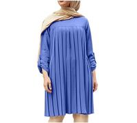Vhersily 2026 Vestido Musulmán De Las Mujeres De Manga Larga Abaya Caftán Loose Patrón Floral Abaya Ramadán Islámico Cómodo Elegante Ropa De Oración Musulmana De Gasa Clásico Para Hogar, De color azul