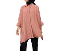 Vhersily 2026 Vestido Musulmán De Las Mujeres De Manga Larga Abaya Caftán Loose Patrón Floral Abaya Ramadán Islámico Cómodo Elegante Ropa De Oración Musulmana De Gasa Clásico Para Hogar, B Rosa, 5XL