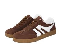 Vhersily 2026 - Zapatillas deportivas para mujer, clásicas, retro, suela de goma, de piel, para el tiempo libre, tenis, monopatín, antideslizantes, para fitness, paseo, uso diario, marrón, 37 EU