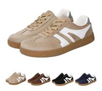 Vhersily 2026 - Zapatillas deportivas para mujer, clásicas, retro, suela de goma, de piel, para el tiempo libre, tenis, monopatín, antideslizantes, para fitness, paseo, uso diario, caqui, 41 EU