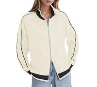 Vhersily Abrigo de mujer con cremallera bomber ligero cómodo cárdigan deportivo liso chaqueta simple Outwear Fitness bolsillos sudadera elegantes manga larga Streetwear, invierno cortavientos