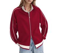 Vhersily Abrigo de mujer con cremallera bomber ligero cómodo cárdigan deportivo liso chaqueta simple Outwear Fitness con bolsillos sudadera elegantes manga larga Streetwear invierno cortavientos